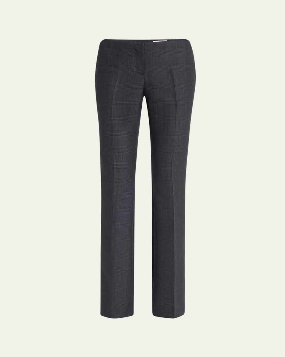 Low-Rise Check Bootcut Trousers